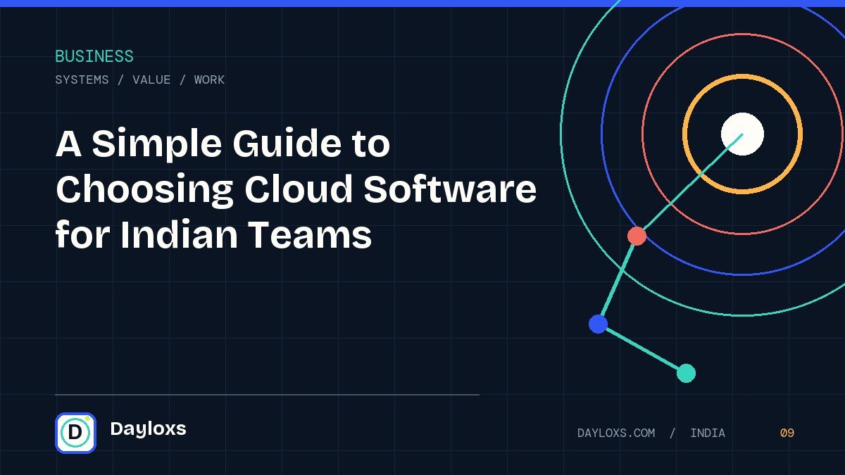A Simple Guide to Choosing Cloud Software for Indian Teams illustrated field guide by Dayloxs