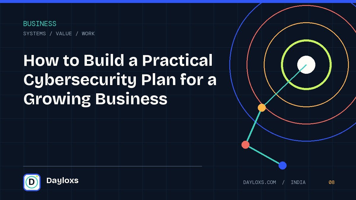 How to Build a Practical Cybersecurity Plan for a Growing Business illustrated field guide by Dayloxs