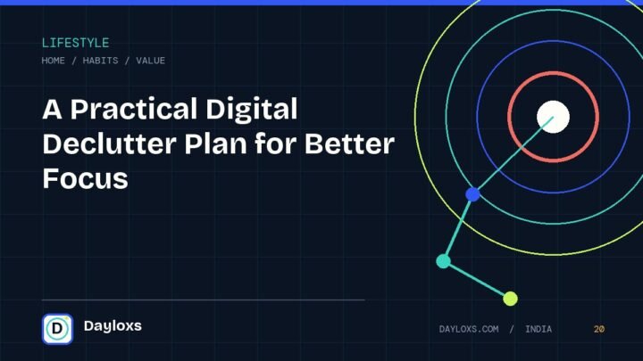 A Practical Digital Declutter Plan for Better Focus illustrated field guide by Dayloxs
