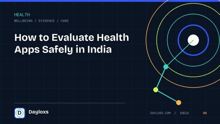 How to Evaluate Health Apps Safely in India illustrated field guide by Dayloxs